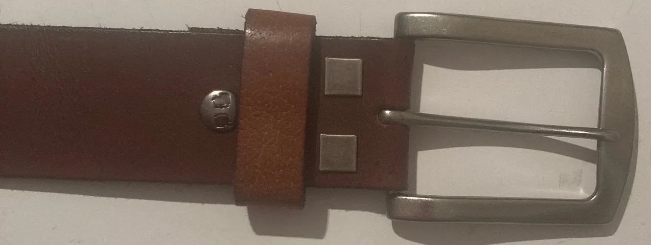 Vintage Leather Belt Buckle, and Belt, Bed Stu, Hewitt, Brown Leather, Nice, Unique, Quality, Size 30" to 34", Country and Western, Western