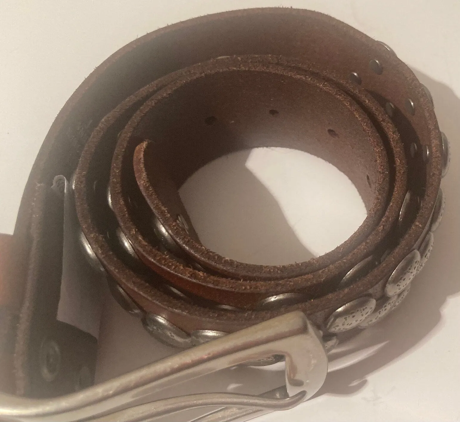 Vintage Leather Belt Buckle, and Belt, Bed Stu, Hewitt, Brown Leather, Nice, Unique, Quality, Size 30" to 34", Country and Western, Western