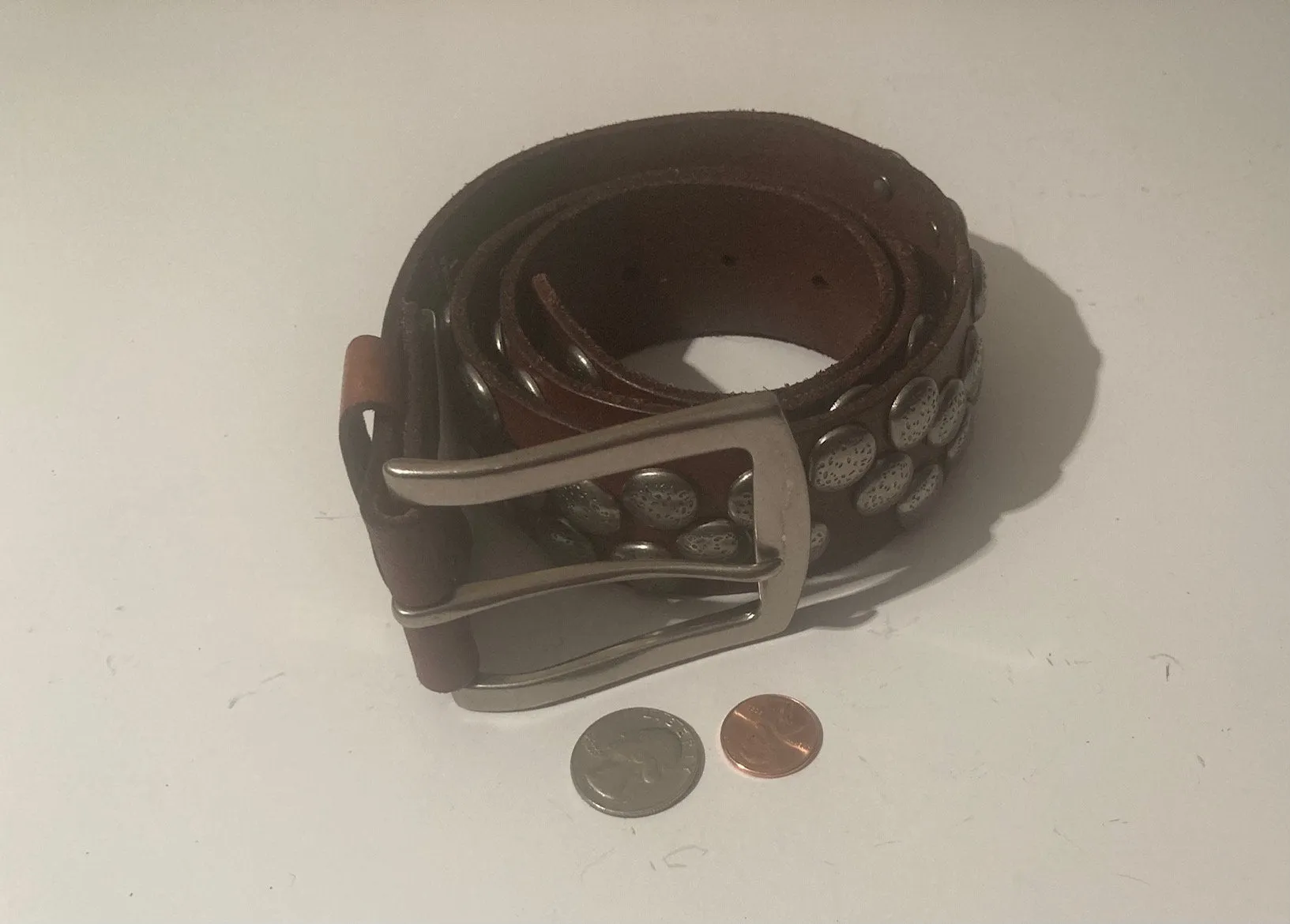 Vintage Leather Belt Buckle, and Belt, Bed Stu, Hewitt, Brown Leather, Nice, Unique, Quality, Size 30" to 34", Country and Western, Western