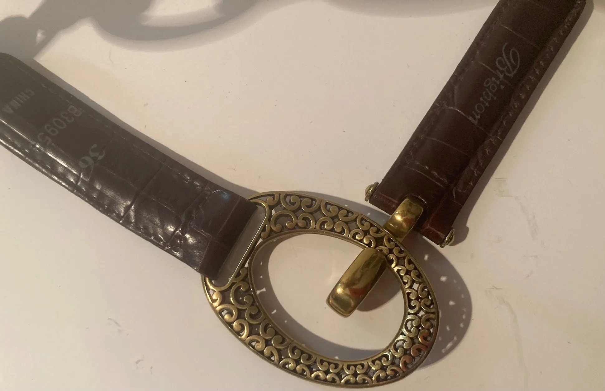 Vintage Leather Brass Belt and Buckle, Quality, Size 36, Country and Western, Western Wear, Heavy Duty, Nice, Quality, Unique, Fashion