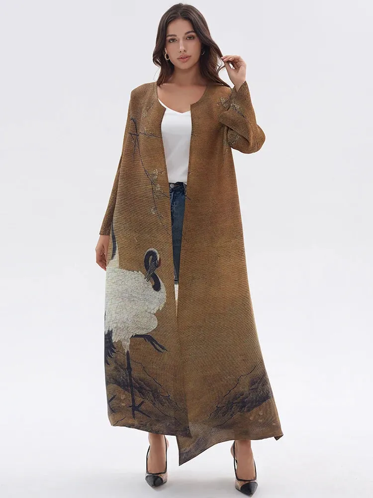 Vintage Pleated Women's Long Cardigan