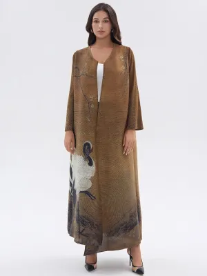 Vintage Pleated Women's Long Cardigan