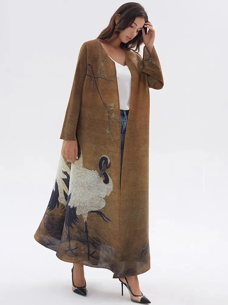 Vintage Pleated Women's Long Cardigan