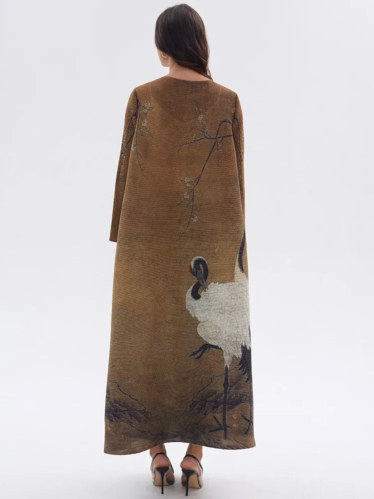 Vintage Pleated Women's Long Cardigan
