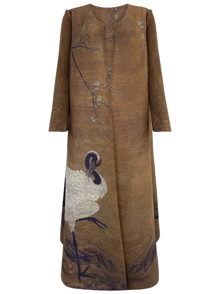 Vintage Pleated Women's Long Cardigan