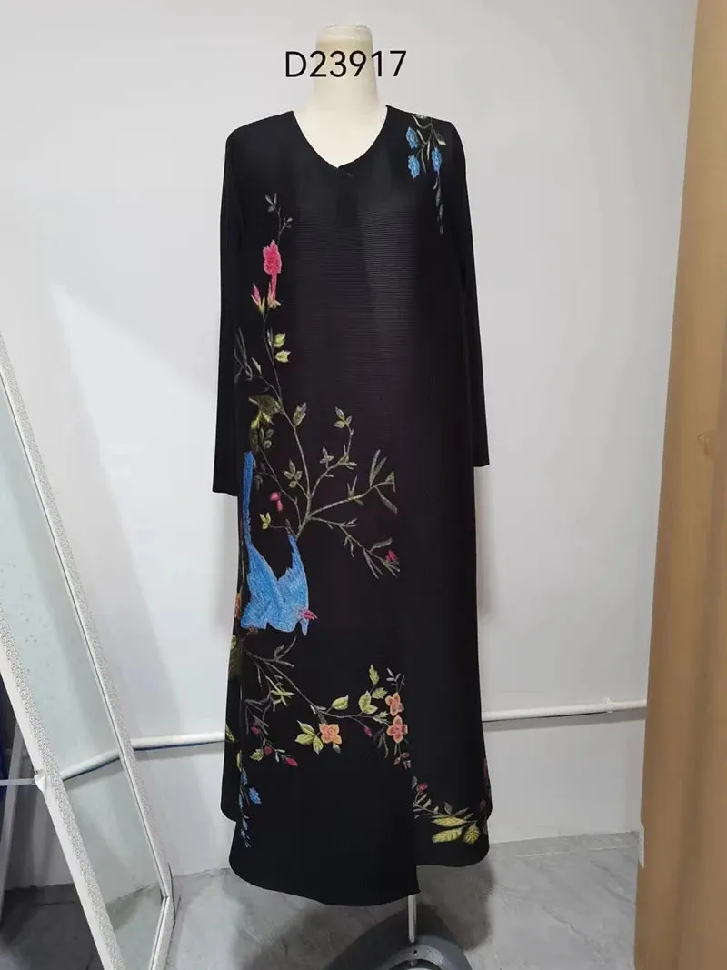 Vintage Pleated Women's Long Cardigan