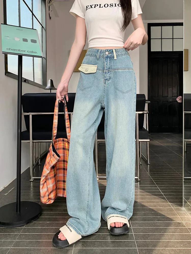 Vintage Washed Wide Leg Jeans