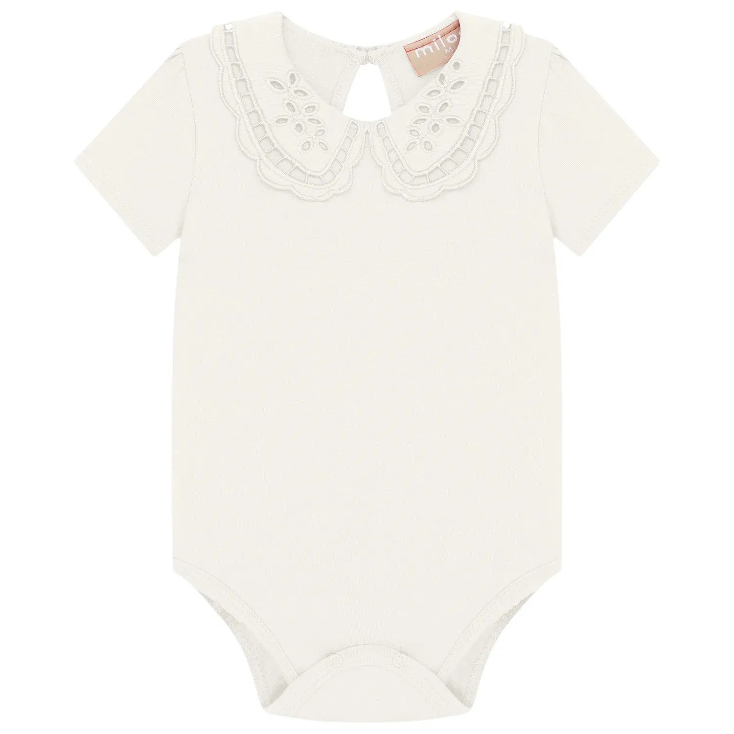 White Embroidered Collar Bodysuit