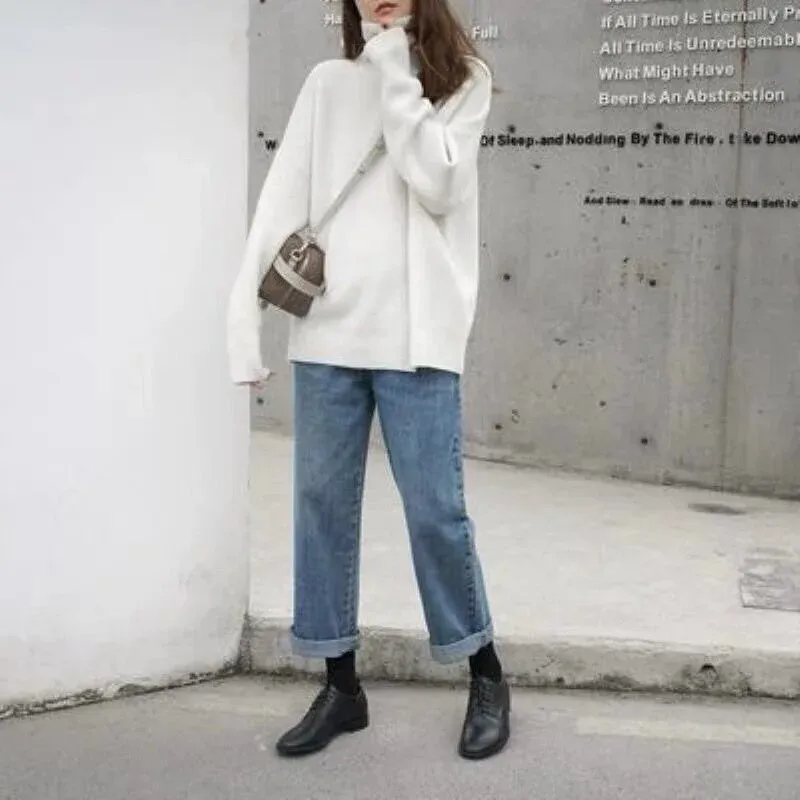 Women's Comfortable Oversized Soft Knitted Turtleneck Jumper | Ideal for Autumn/Winter