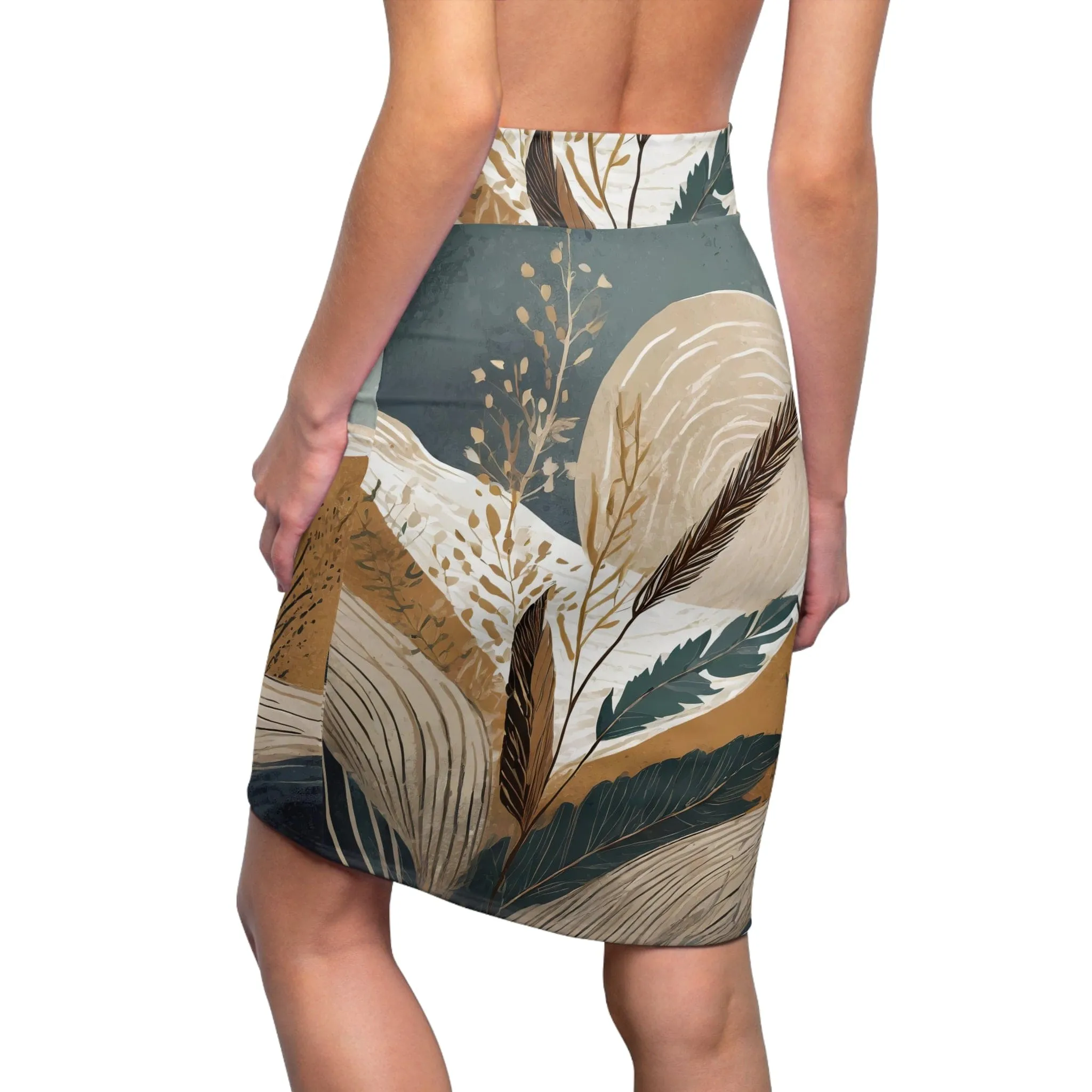 Womens Pencil Skirt - Boho Style Print 84276