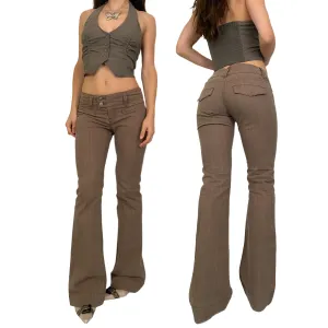 Y2K Brown Flared Trousers (S)