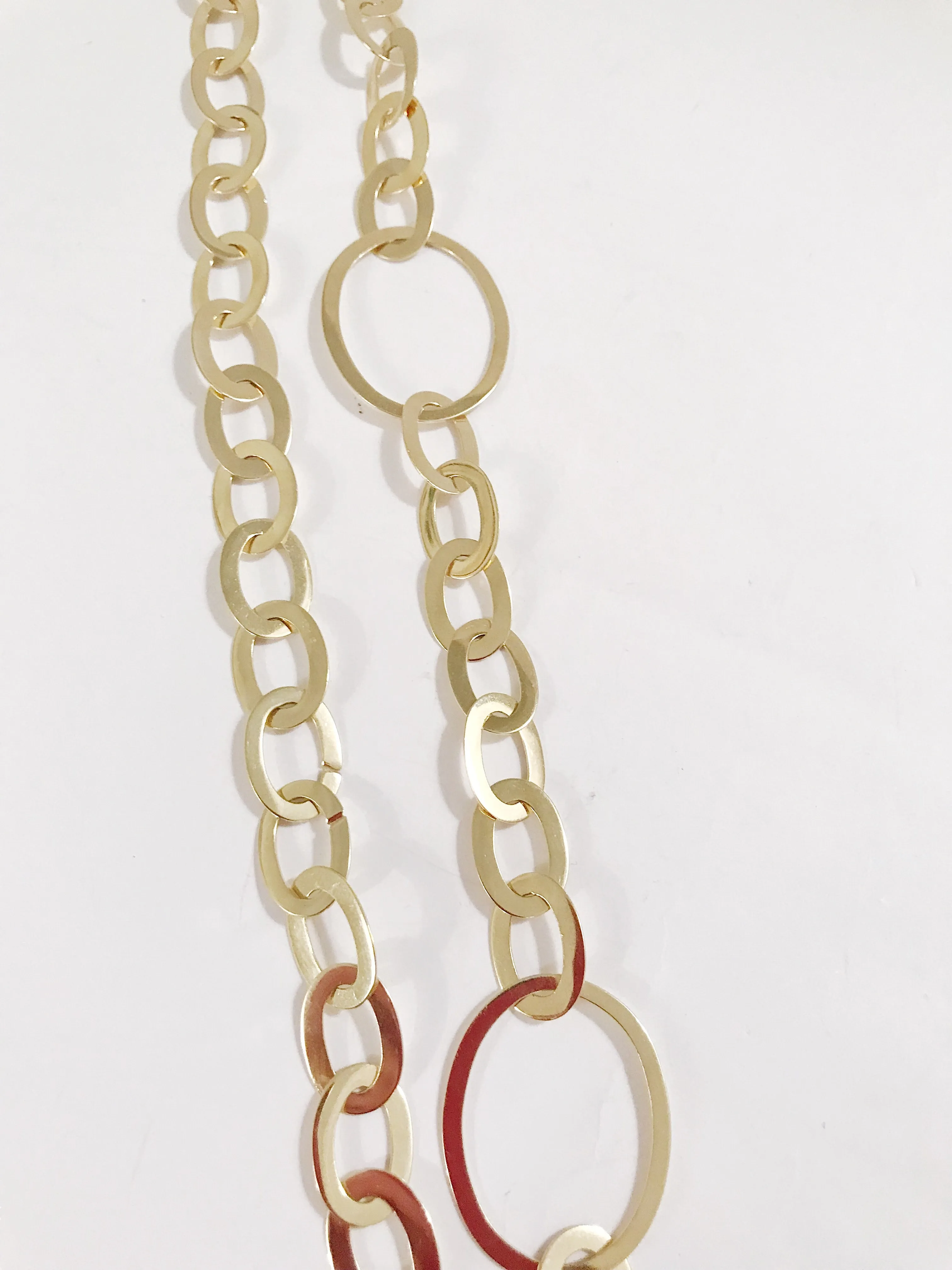 Yellow Gold Flat Oval Link Necklace