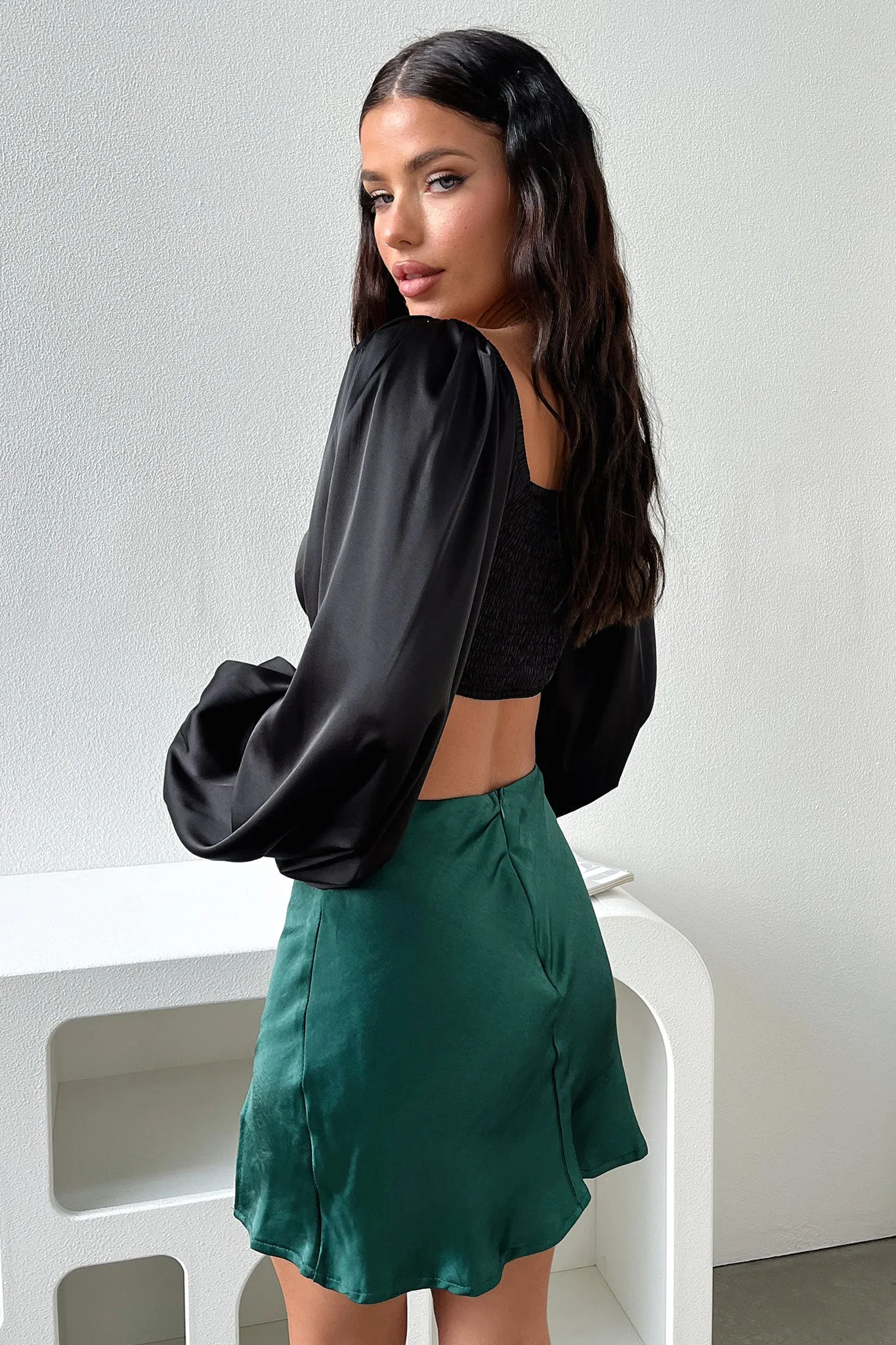 Zara Silk Mini Skirt - Emerald